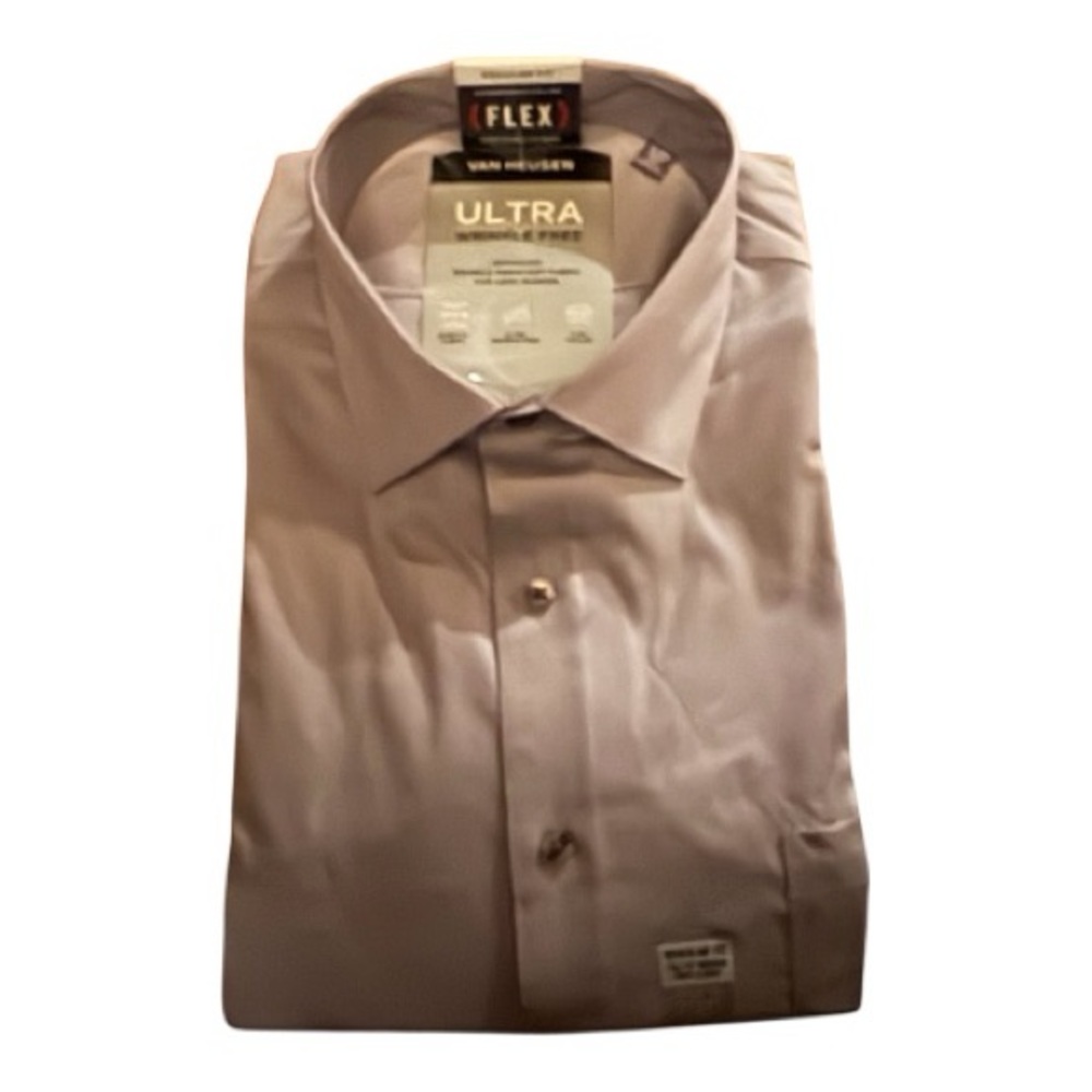 Van Heusen Ultra Flex Regular Fit Stretch Wrinkle Free 18/18.5 36/37 Grey Mist